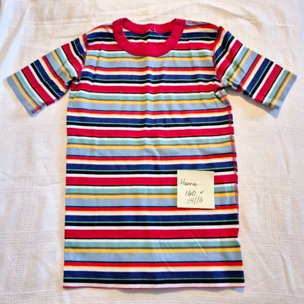 Hanna Andersson boys size 160 or 14 short sleeve pajama top tag cut out